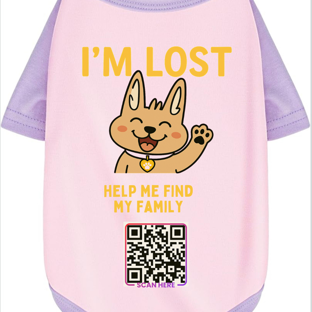 lost pet qr safety shirt~editable pet id page lost pet qr safety shirt~editable pet id page